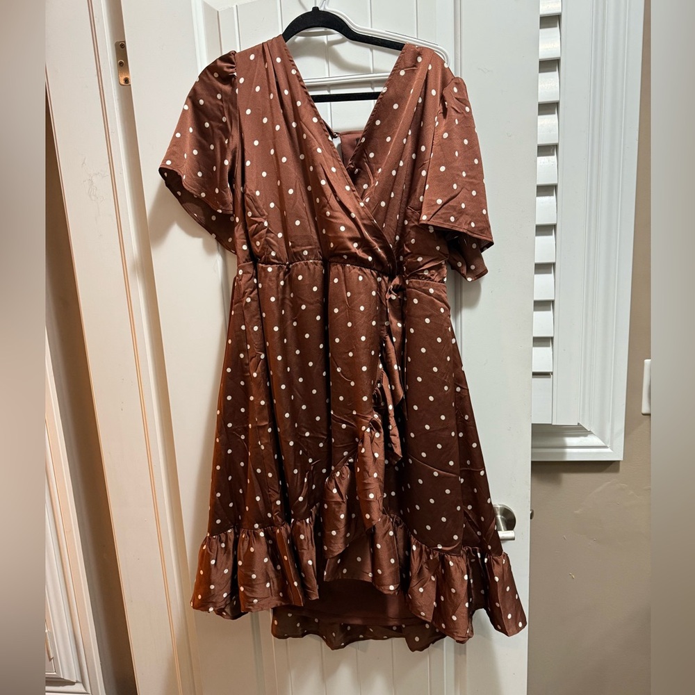 Torrid Brown Asymmetrical Ruffled Sundress